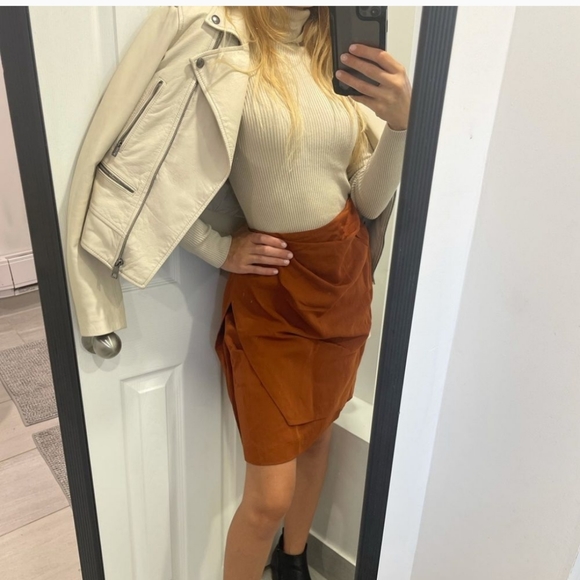 3.1 Phillip Lim Wrap Skirt Cognac Rust Brown Aysmmetrical Size 6 Medium - Picture 5 of 5
